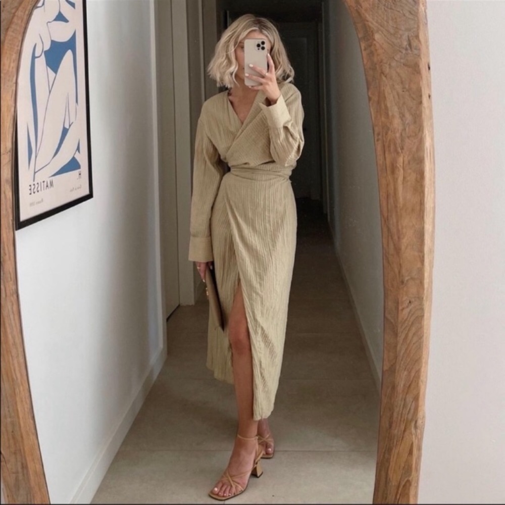 ZARA textured wrap dress
